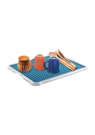 Ollevra Pratik Lavabo Tezgah Üstü Bulaşık Kurutmalığı Süzmatik 22x40 Cm Çok Renkli