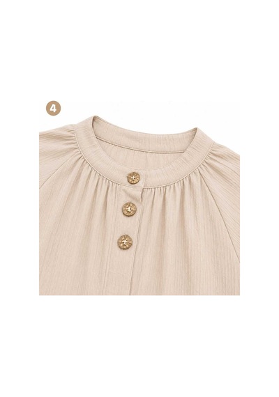 Miss Meliss Yazlık Çilek Kumaş Düğme Detaylı Beli Bağlamalı İkili Tunik - Pantolon Takım Krem Krem Miss Meliss Yazlık Çilek Kumaş Düğme Detaylı Beli Bağlamalı İkili Tunik - Pantolon Takım Krem Krem