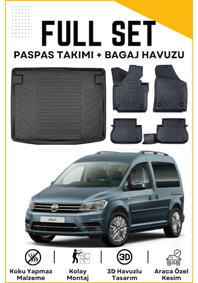 Volkswagen Caddy 2005 Model Birebir Uyumlu Bagaj Havuzu+paspas Seti