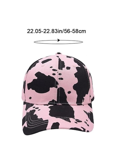 Valkyrie İnek Desenli Kadın Şapka Ayarlanabilir Baseball Cap Pembe Siyah Spor Günlük Unisex Pembe - Siyah