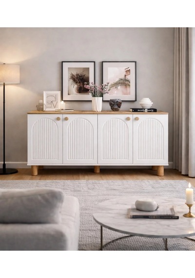 Pema Home %100 Mdf Membran Kaplama Bohem Peri Konsol Beyaz - Ceviz