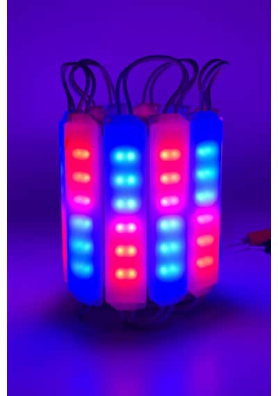 10 Adet 12v Kırmızı - Mavi Işık Animasyonlu Çakar Led, Kaliteli Red - Blue Modüler Led 10 Adet