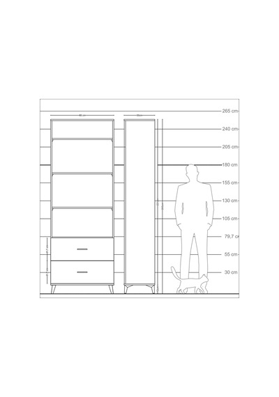 Arges Dolap 4 Raflı 2 Çekmeceli 88x30x243 Aytaşı-aytaşı Aytaşı