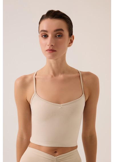 Los Ojos X Ece Bej Melanj Kalp Yaka Spor Sütyeni Sweetheart Neck Top Bej Melanj Bej Melanj