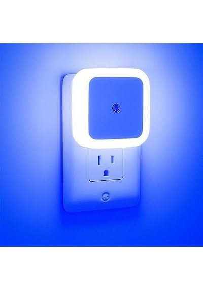 Fotoselli Led Gece Lambası, Mavi Renk Sensörlü Gece Lambası, 1 Watt Mavi Renk Led Gece Lambası Mavi