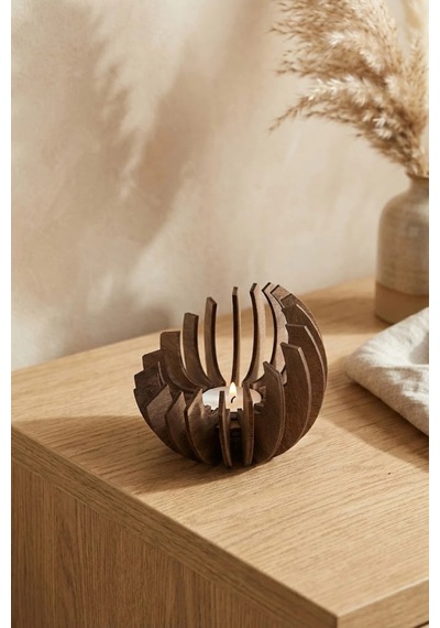 Ceviz Desenli Lotus Mumluk 3 Mm Mdf Lazer Kesim 10 Cm 1 Adet Kemençe
