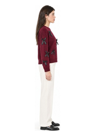 Hiccup Vıorna Bisiklet Yaka Sweatshirt Bordo - Kırmızı