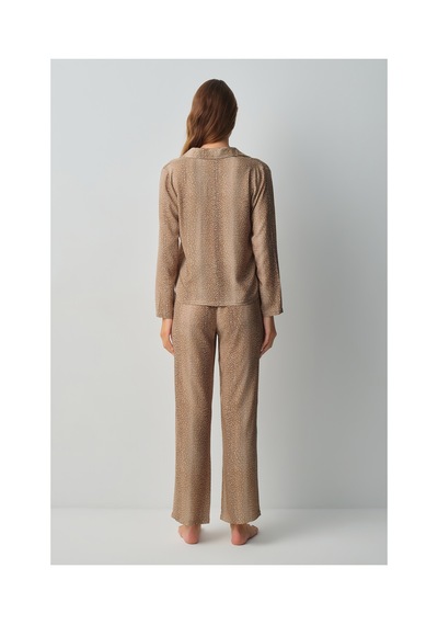 Suwen Wild Gömlek Yaka Pijama Takımı Wsh105101531464 Bambi Desenli