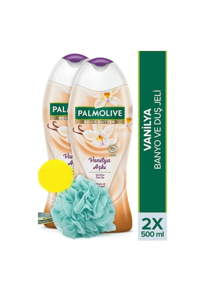 Palmolive Body Butter Vanilya Aşkı Banyo ve Duş Jeli 2 x 500 ML + Duş Lifi