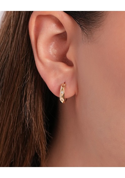 Debora Jewelry 14 Ayar Altın Tasarım Taşlı Halka Küpe