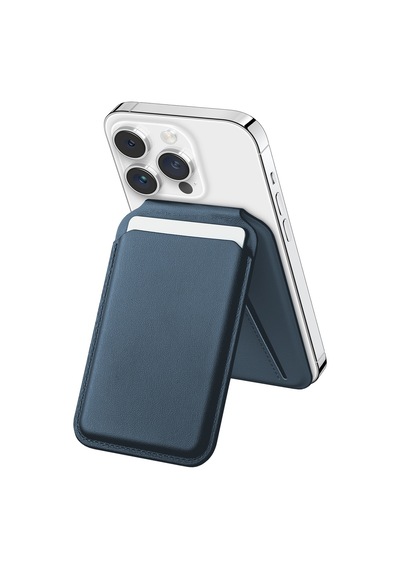 Buff Apple Uyumlu iPhone Walletmag 2.0 Stant Manyetik Deri Cüzdan Blue Mavi