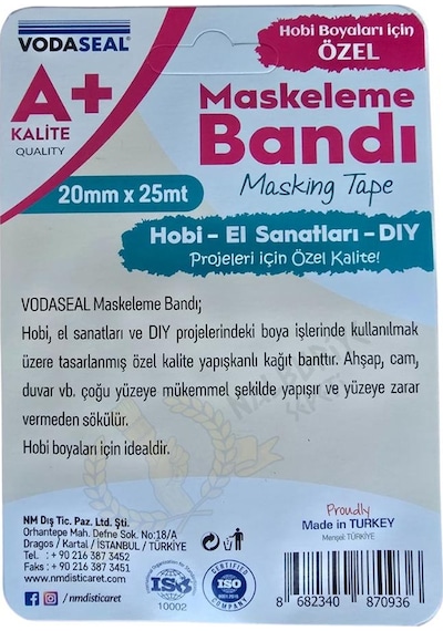 Vodaseal A+ Kalite Hobi Dıy Maskeleme Bandı 20 Mm - 25 Mt.