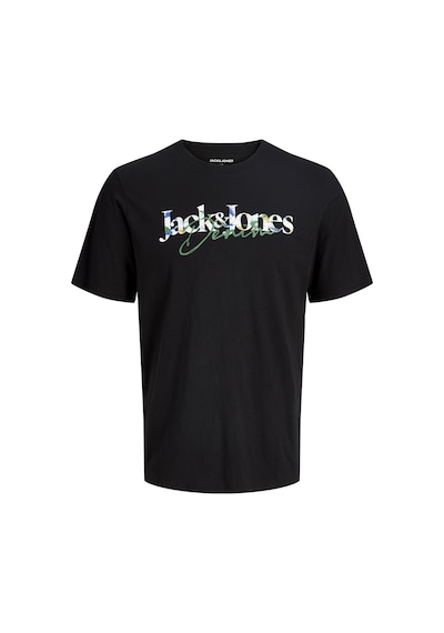 Jack & Jones Erkek Gögüs Baskili Bisiklet Yaka Tisört - Tom - 12298418 Siyah