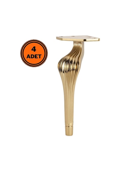 4 Adet Ottoman Lüx Metal Ayak 21 Cm Altın Mobilya Koltuk Ayağı