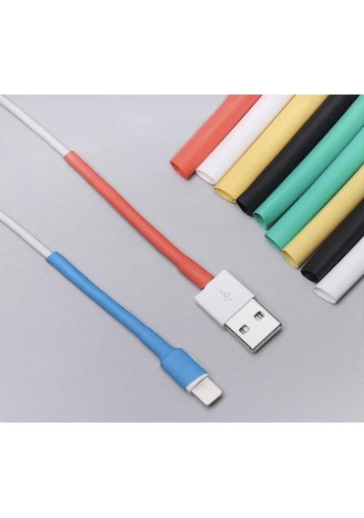 Apple Uyumlu iPhone Şarj Kablosu Koruyucu Makaron 12 Adet 6 Cm 6 Farklı Renk