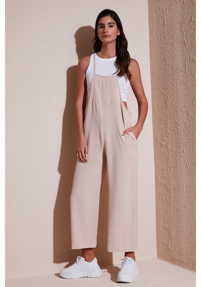 Lela Relaxed Fit Ayarlanabilir Ip Askılı Bahçıvan Bayan Tulum 66970192S4 Taş