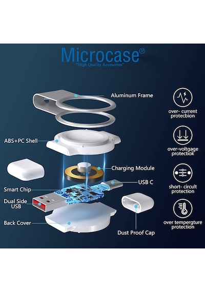 Microcase Apple Uyumlu  Watch 7 41Mm 2In1 Type-C+Usb Manyetik Şarj-Al2730