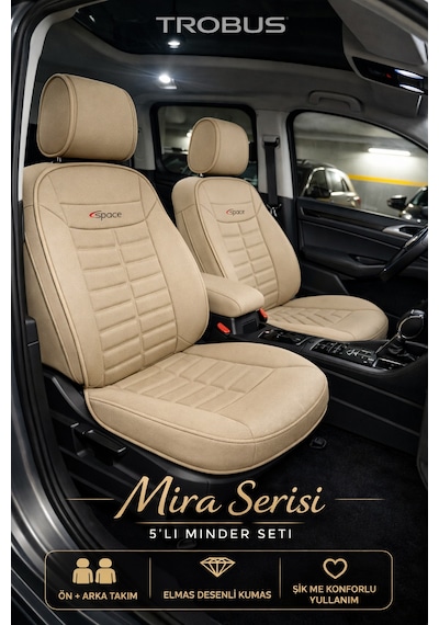 Fiat Linea 2007 Ve Sonrası Uyumlu Mira Serisi Bej 5'li Oto Koltuk Minderi