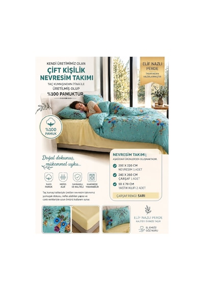 Çift Kişilik Nevresim Takımı -Bahar çicekli Çiçekli