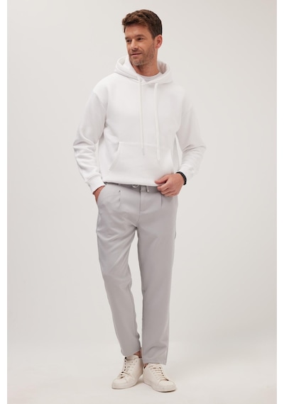 Tudors Erkek Slim Fit Dar Kesim Lastikli Bağcık Detaylı Gri Pantolon-38237 gri