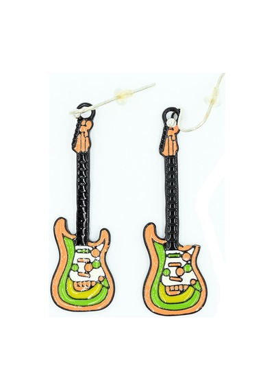 Diyez Müzik Renkli Elektrik Gitar Şeklinde Müzik Temalı Küpe