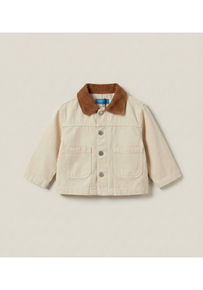 Baby Lory Kids Store Unisex Kadife Yaka Detaylı Ceket Krem