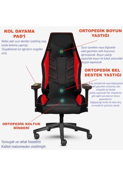 Sandalyesi Yüksek Sırtlı Ofis Koltuğu Yüksekliği Ayarlanabilir Katlanabilir Kolçaklar Sallanan Fonksiyon Oyuncula Diğer