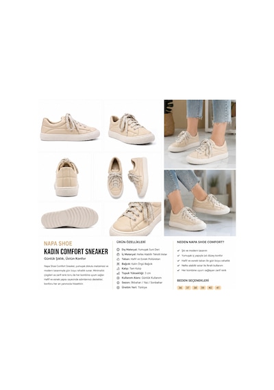N Napa Shoe Np.7809.bej Deri Sneaker