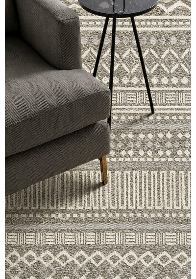 Bukle Gri Beyaz Kilim Yıkanabilir Kaymaz Taban Şönil Kilim Salon Oturma Odası Halısı Bk486
