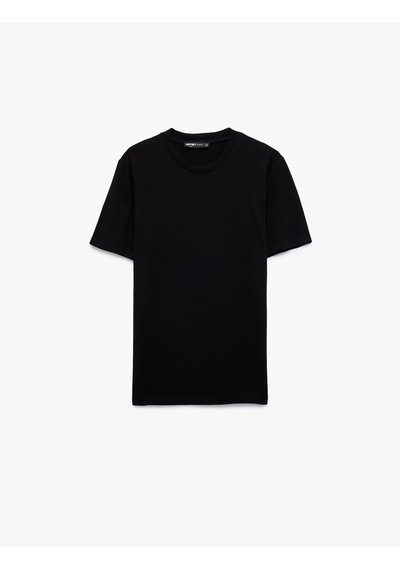 Koton Bisiklet Yaka Viskon Karışımlı Kısa Kollu Basic Slim Fit Tişört Siyah 6sam10285mk Koton Bisiklet Yaka Viskon Karışımlı Kısa Kollu Basic Slim Fit Tişört Siyah 6sam10285mk