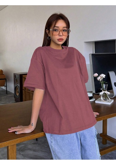 Noıssey Karikatür Ve Grafik Tasarım Oversize T-shirt Cartoon/letter Serisi Kod230 Kırmızı