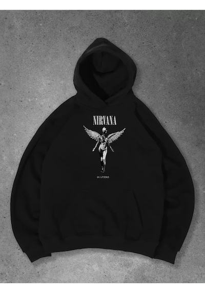 Unisex Nirvana İn Utero Sweatshirt Siyah Siyah