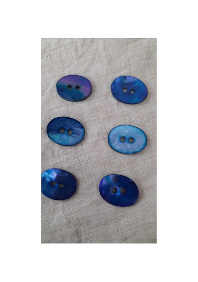 Doğal Hakiki İnci Midye Kabugu Düğme 20x15 Mm 6 Adet