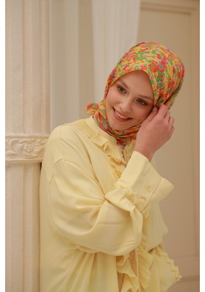 Silk Home Soft Eşarp 73081-36 Taş, Yeşil, Sarı, Turuncu, Pembe