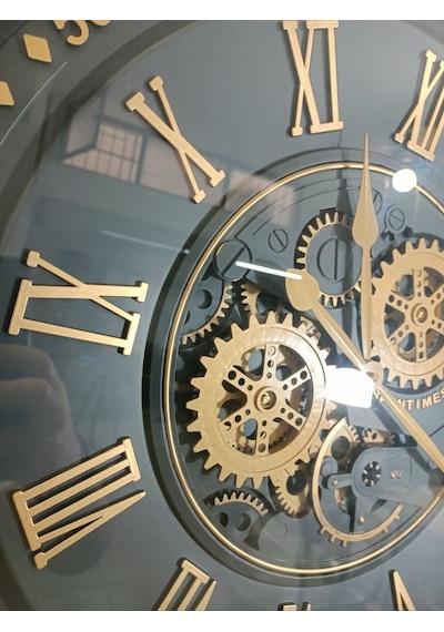 Biev Metal Çarklı Saat Siyah Gold 60 Cm Altın - Siyah