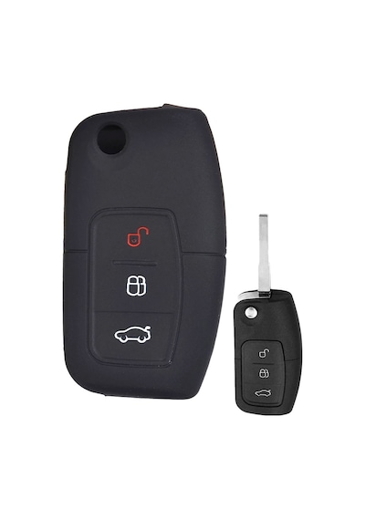 Ford Fiesta Focus Mondeo B-max C-max Anahtar Uyumlu Silikon Oto Anahtar Kumanda Kabı Kılıf Siyah