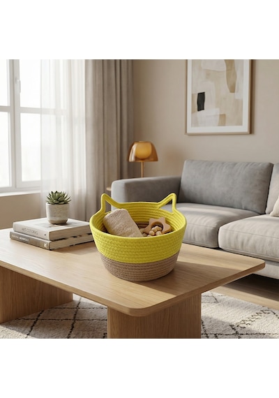 Koçtaş Kedi Kulaklı Sepet 27x16 Cm Sarı