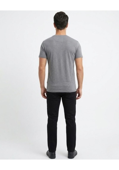 Uki Gri Modal Bisiklet Yaka T-shirt