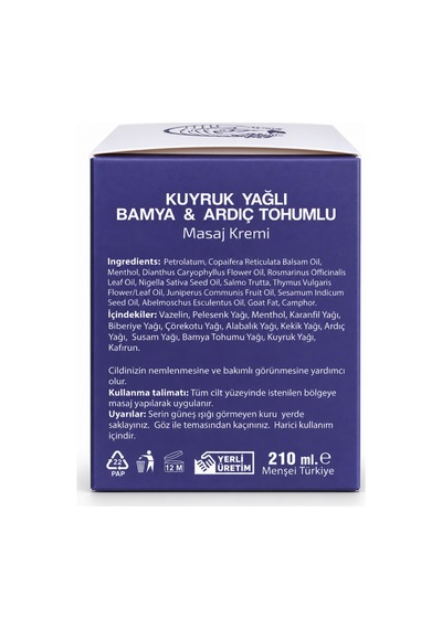 Kuyruk Yağlı Masaj Ve Cilt Bakım Kremi Bamya Tohumu Ve Ardıç Yağı İçeren 210 Ml - 937051048