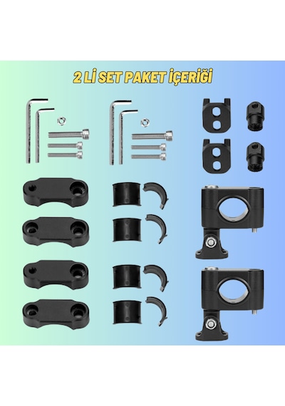 Motosiklet Gidon Koruma Demiri Sis Farı Montaj Ayağı 2 Adet Alüminyum Braket 18-32mm Ayarlanabilir