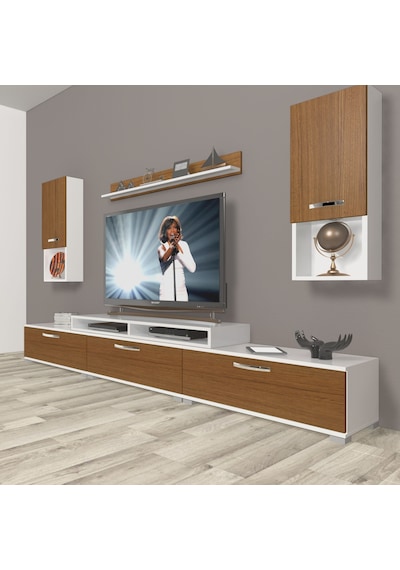 Decoraktiv Ekoflex 270da Mdf Tv Ünitesi Tv Sehpası Beyaz - Ceviz