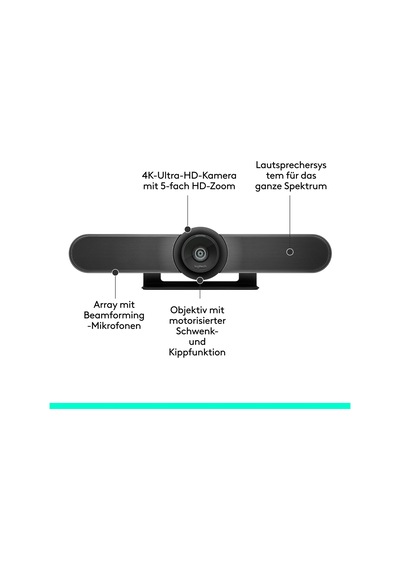 Küçük Alanlar Ve Toplantı Odaları İçin Tv Montajı Dahil Logitech Meetup Hepsi Bir Arada Ultra Hd 4k Konferans Kamerası