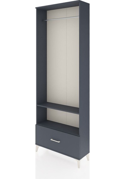 Arges Dolap 2 Raflı Tek Çekmeceli Tek Askılı 88x30x243 Antrasit-antrasit Antrasit
