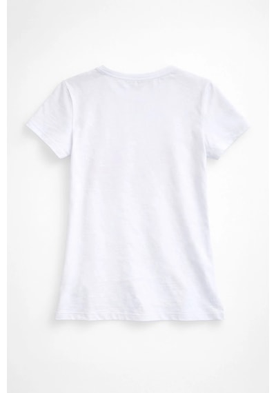 Markapia Kadın Pamuk Kemer Baskılı Beyaz T-shirt