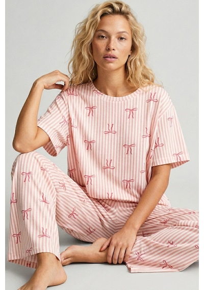 Siyah İnci İnce Soft Örme Mevsimlik Pijama Takımı 8003 Somon Fiyonk
