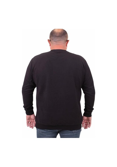 Starbattal Büyük Beden Selanik V Yaka Classic Sweat 23201 Sıyah-Sıyah Siyah