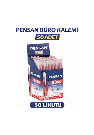 Pensan Büro 2270 Kırmızı Tükenmez Kalem 1.0 Mm Medium Yerli Üretim 50 Adet