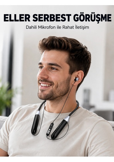 Zenvia Uzun Kullanım Süreli Bluetooth Kulaklık Boyun Bantlı Mikrofonlu Kablosuz Müzik Ve Görüşme Kulaklığı Zn