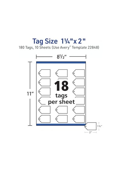 Printable Etiket İle Tel, Cilalanmış, 2 X 1,25 İnç, 180 Adet 22848 2 X 1 1/4