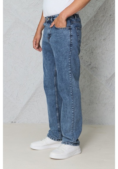 Blayn Jeans Erkek Antrasit Baggy Kot Pantolon - Geniş Kalıp Günlük Rahat Denim Jean Taş